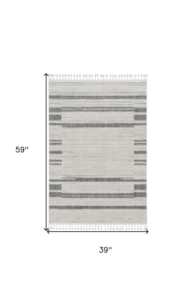 3' X 5' Ivory Abstract Area Rug
