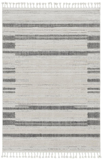 5' X 8' Gray and Ivory Abstract Area Rug