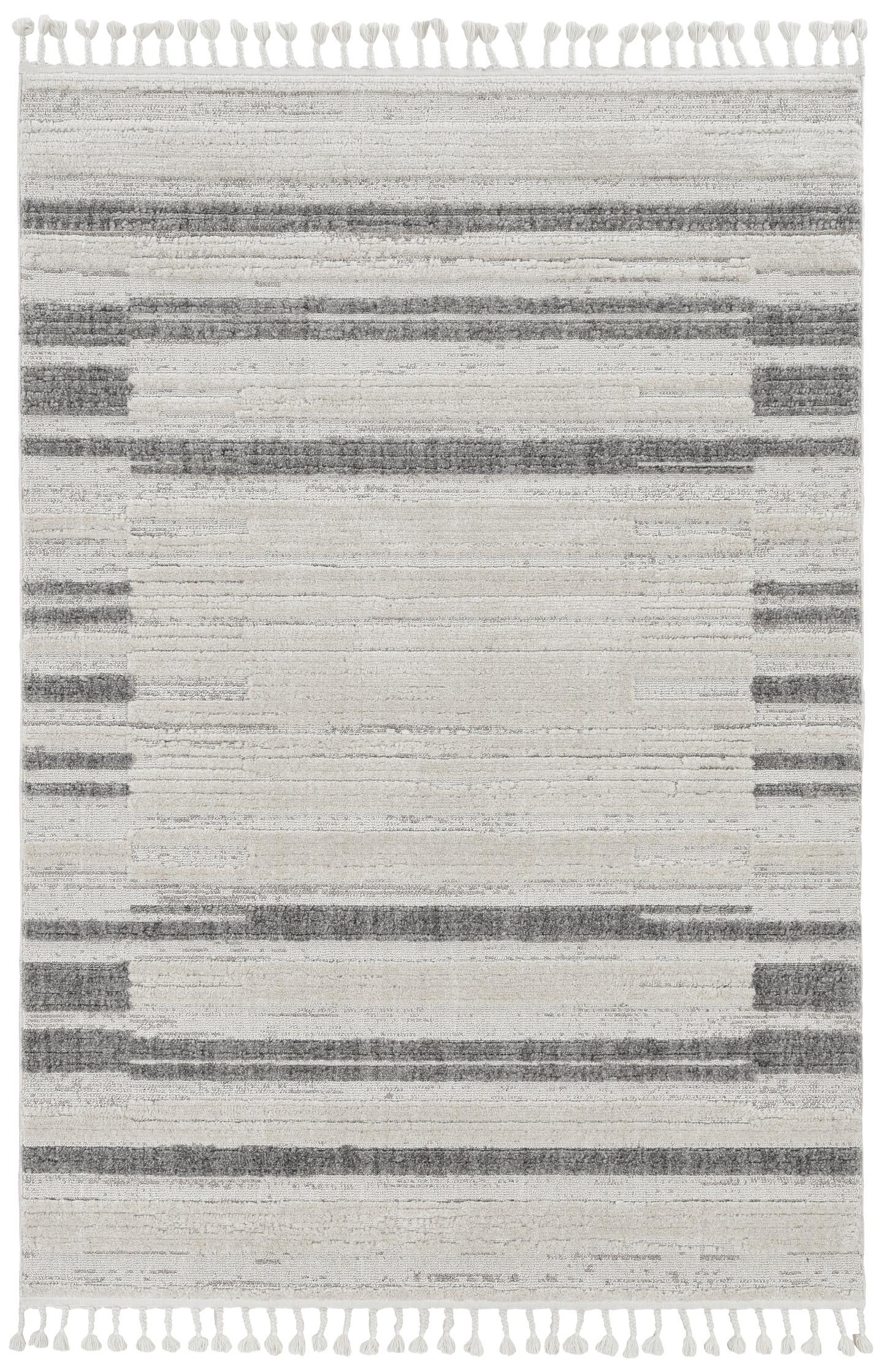 8' Runner Gray and Ivory Abstract Area Rug