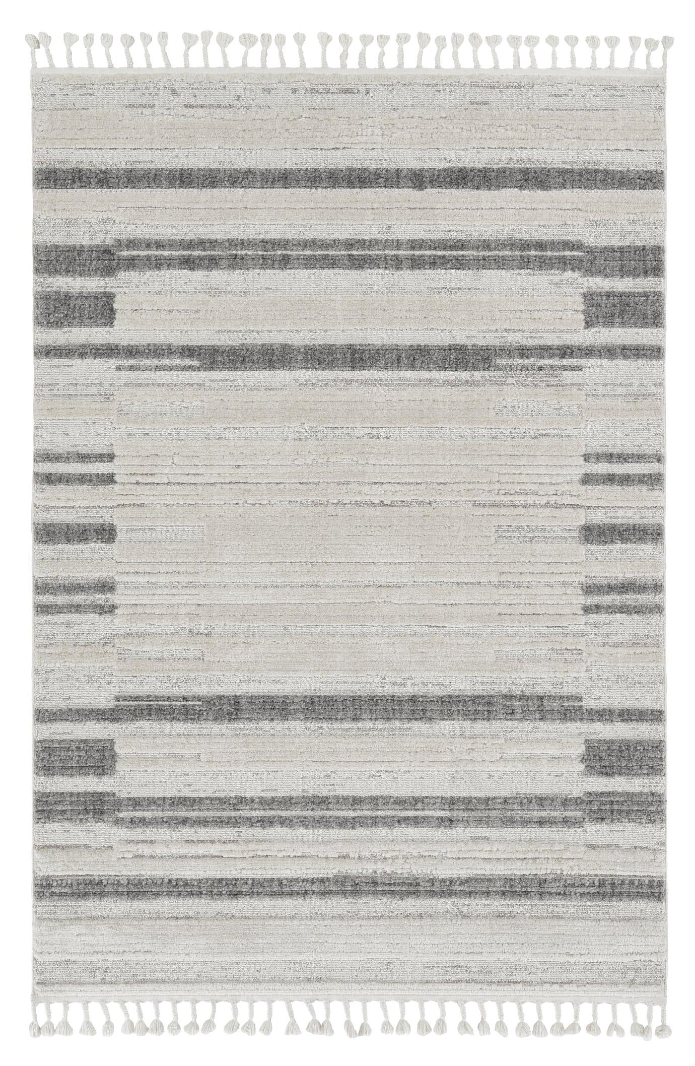 8' Runner Gray and Ivory Abstract Area Rug