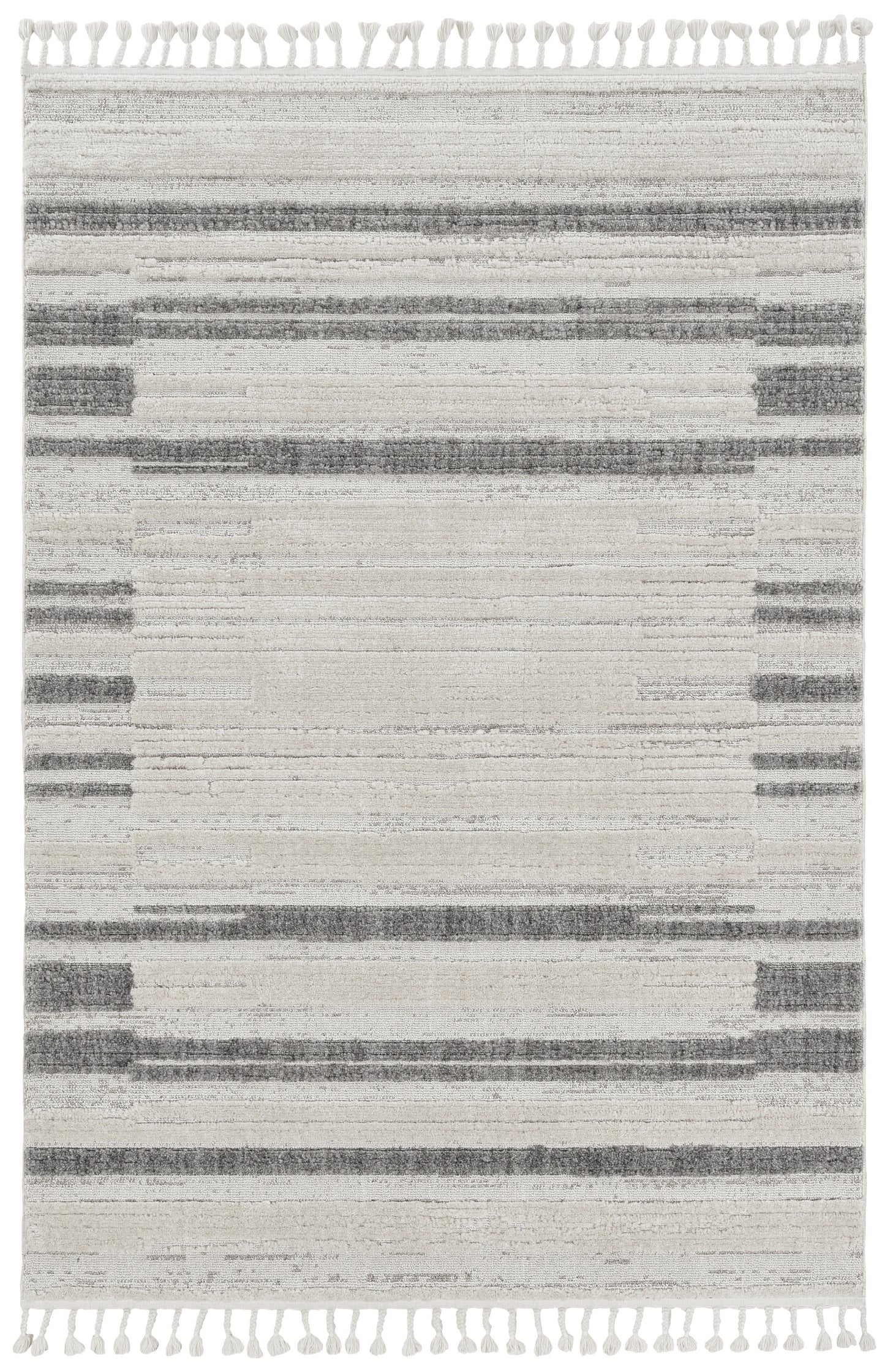 8' Runner Gray and Ivory Abstract Area Rug