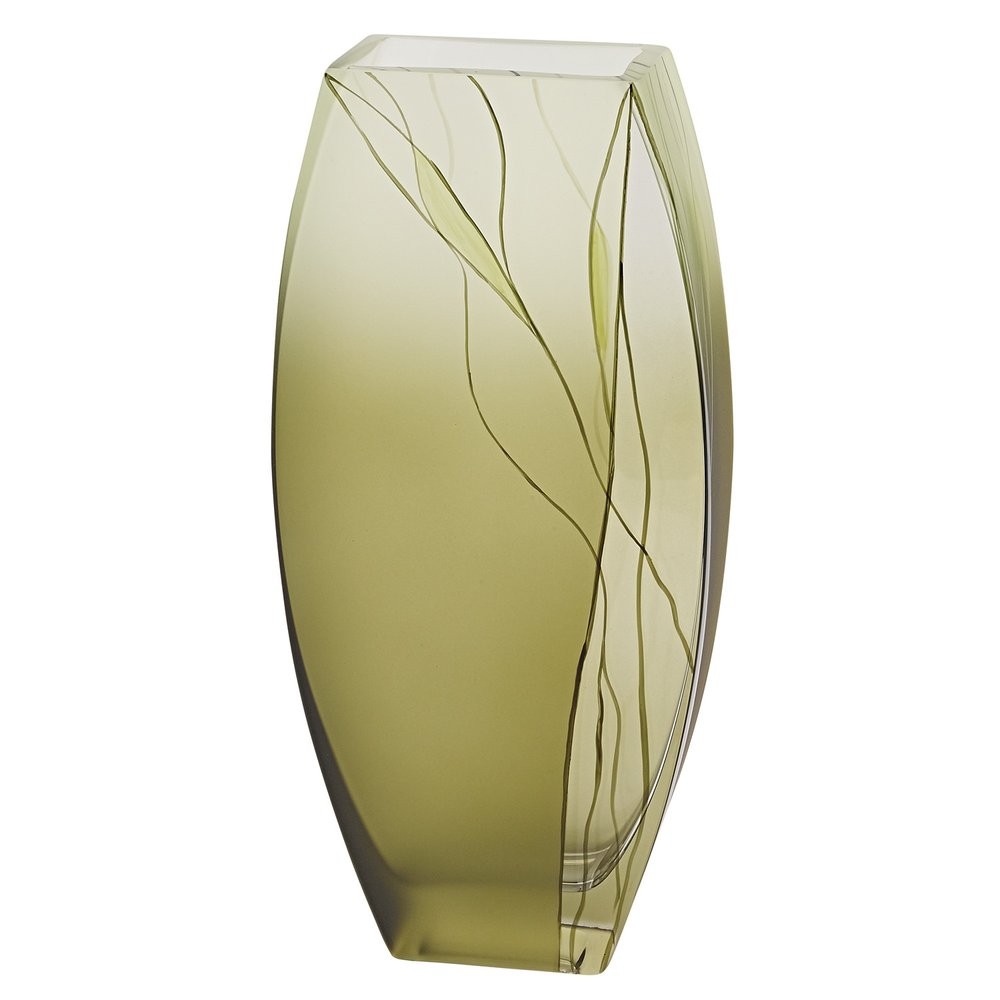 12" Green Abstract Lead Free Crystal Table Vase