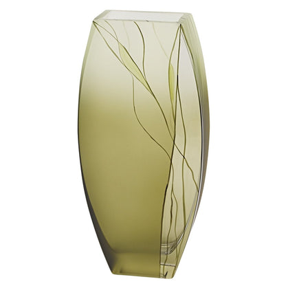 12" Green Abstract Lead Free Crystal Table Vase