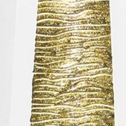 Clear and gold cylindrical crystal table vase with subtle facets.