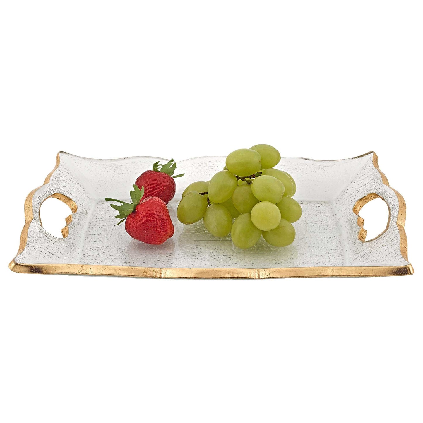 11" Gold Glass Indoor Outdoor Tray With Handles