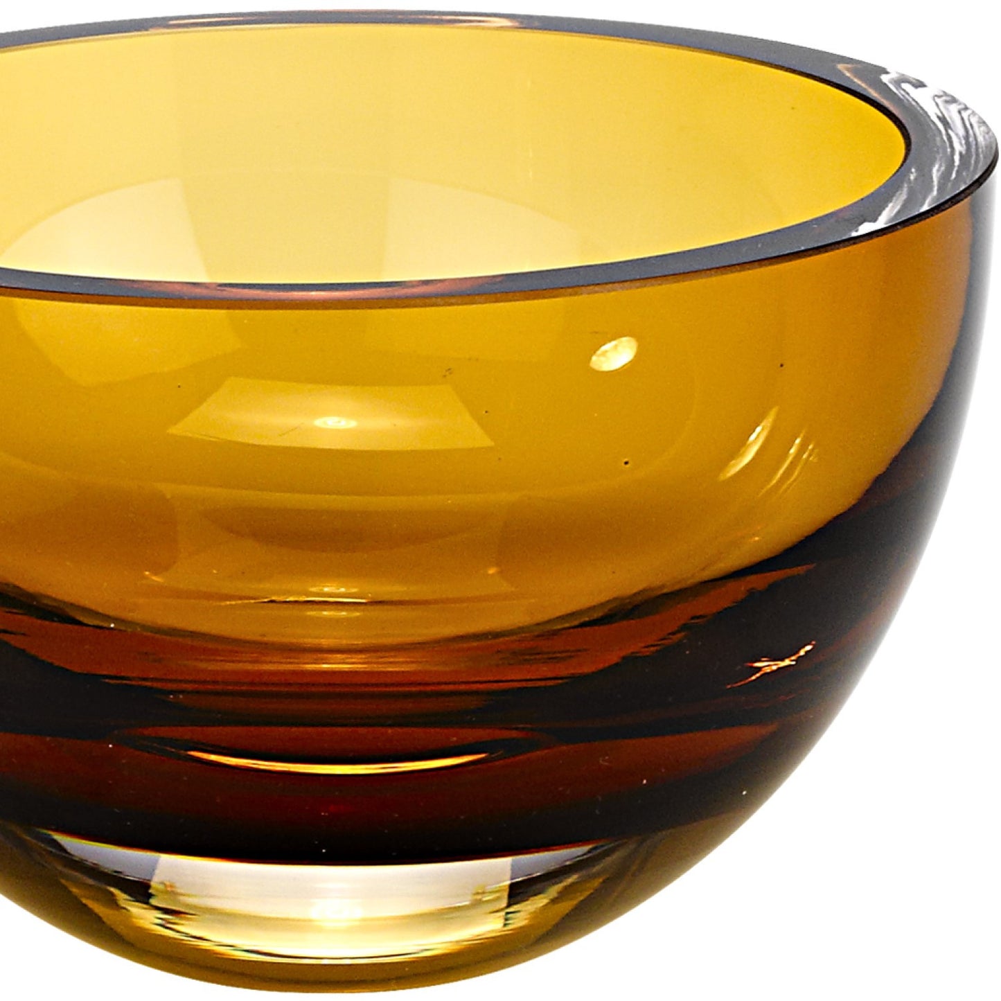 6" Amber Mouth Blown Crystal Thick Walled Bowl