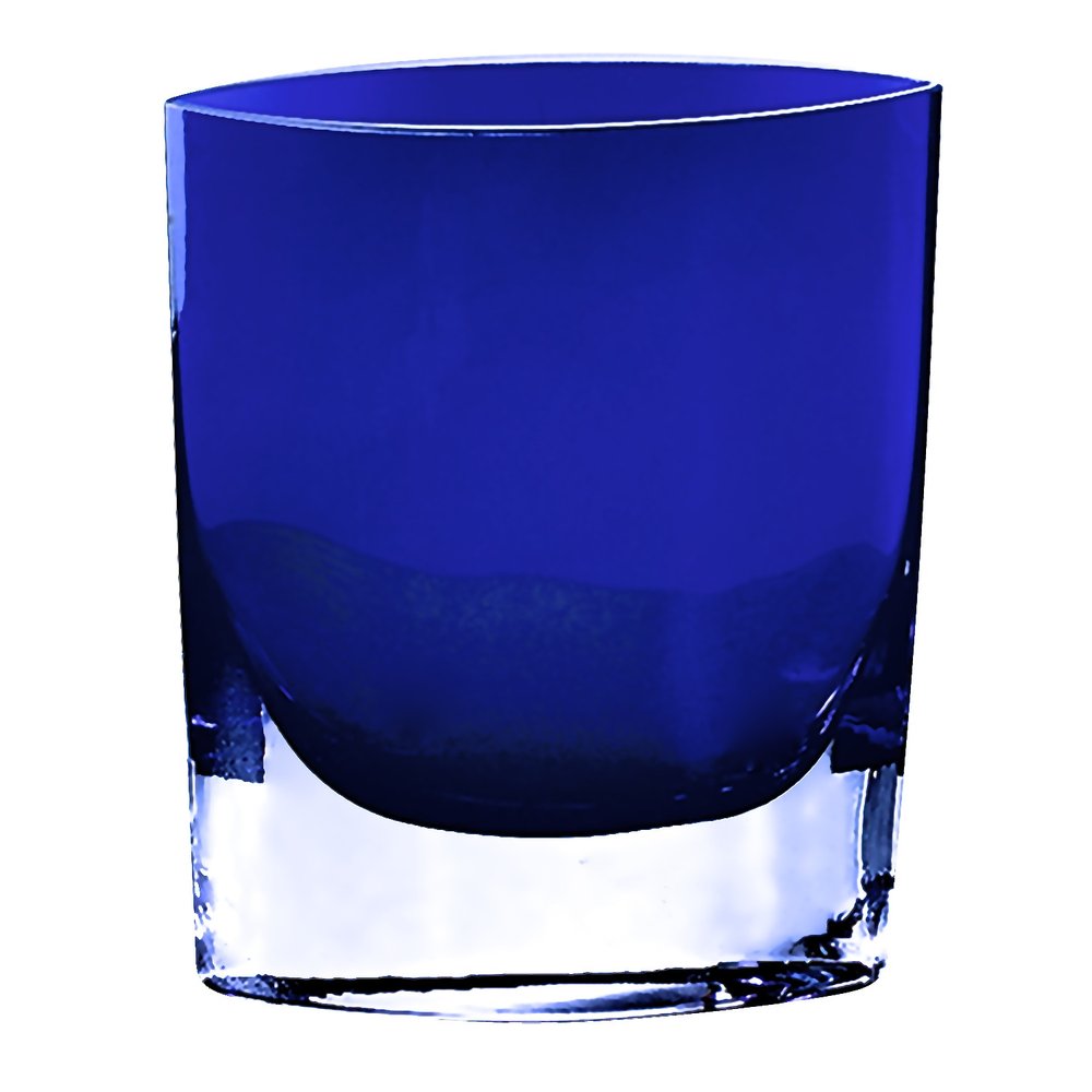 8" Cobalt And Clear Oval Lead Free Crystal Table Vase