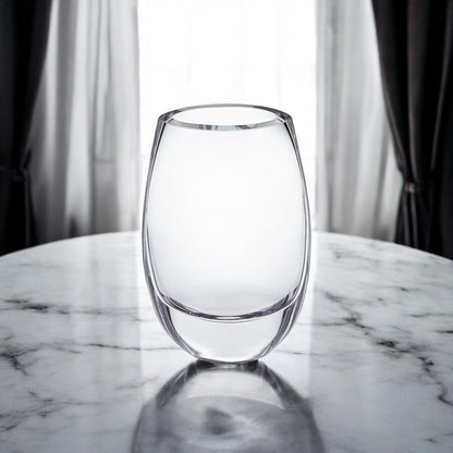 8" Clear Oval Crystal Glass Table Vase