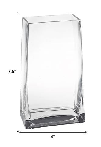 10" Clear Crystal Glass Rectangular Table Vase