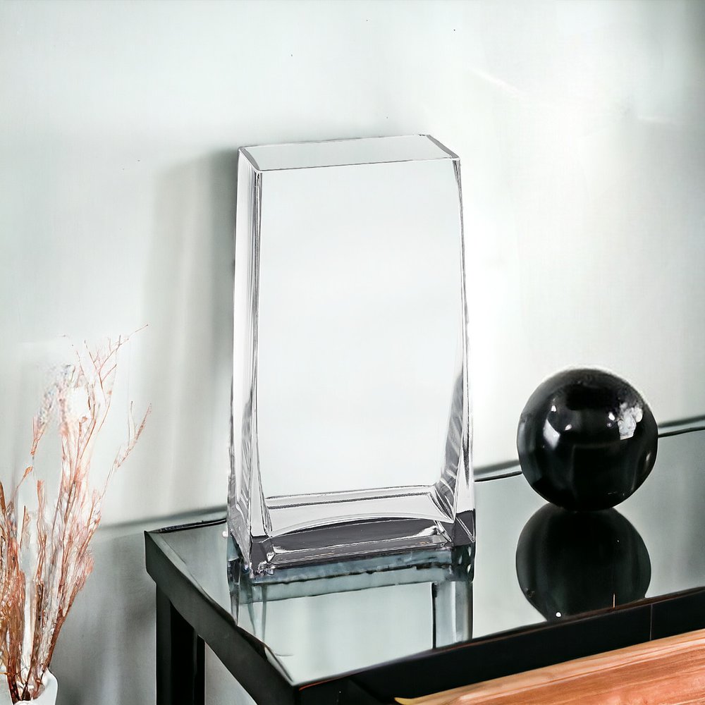 10" Clear Crystal Glass Rectangular Table Vase