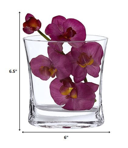 8" Clear Mouth Blown Crystal Pocket Table Vase