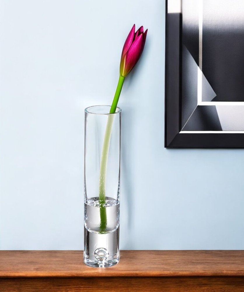 9" Clear Cylindrical Lead Free Crystal Bud Table Vase