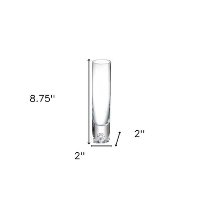 9" Clear Cylindrical Lead Free Crystal Bud Table Vase