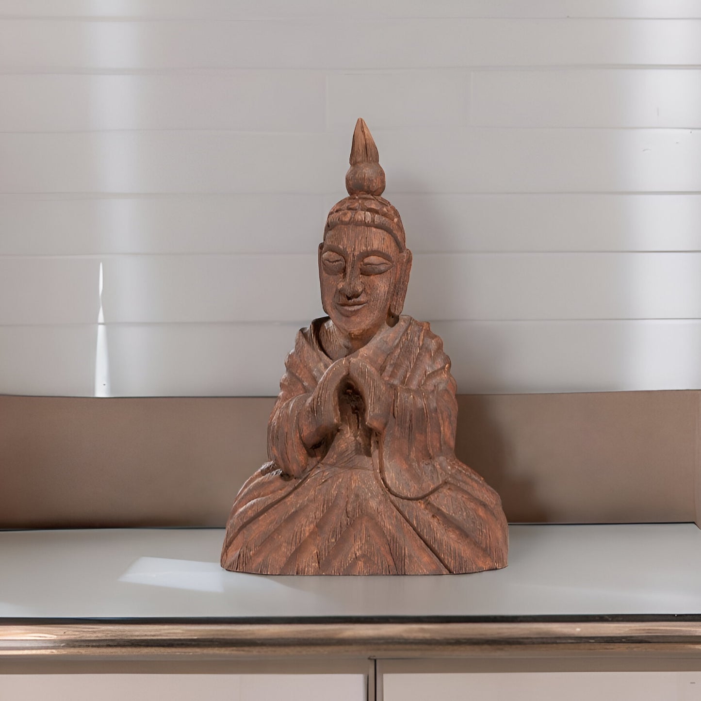 Wooden Seated Buddha Sculpture