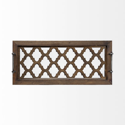 35" Silver Wood Indoor Outdoor Tray With Handles
