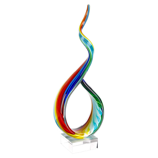 19" Rainbow Murano Glass Modern Abstract Tabletop Sculpture