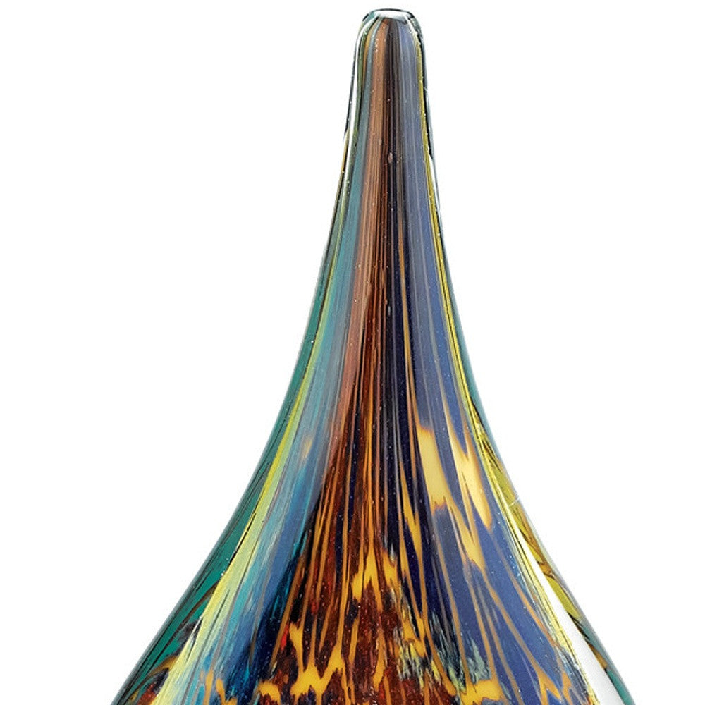 13" Blue and Yellow Murano Glass Modern Abstract Tabletop Sculpture