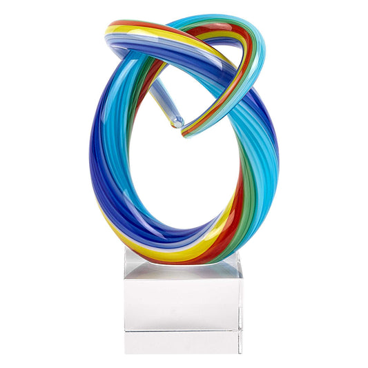 6" Rainbow Murano Glass Modern Abstract Tabletop Sculpture