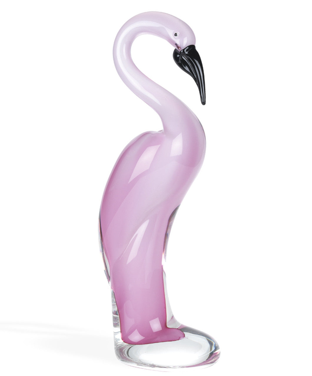 15" Pink Murano Glass Flamingo Figurine Tabletop Sculpture