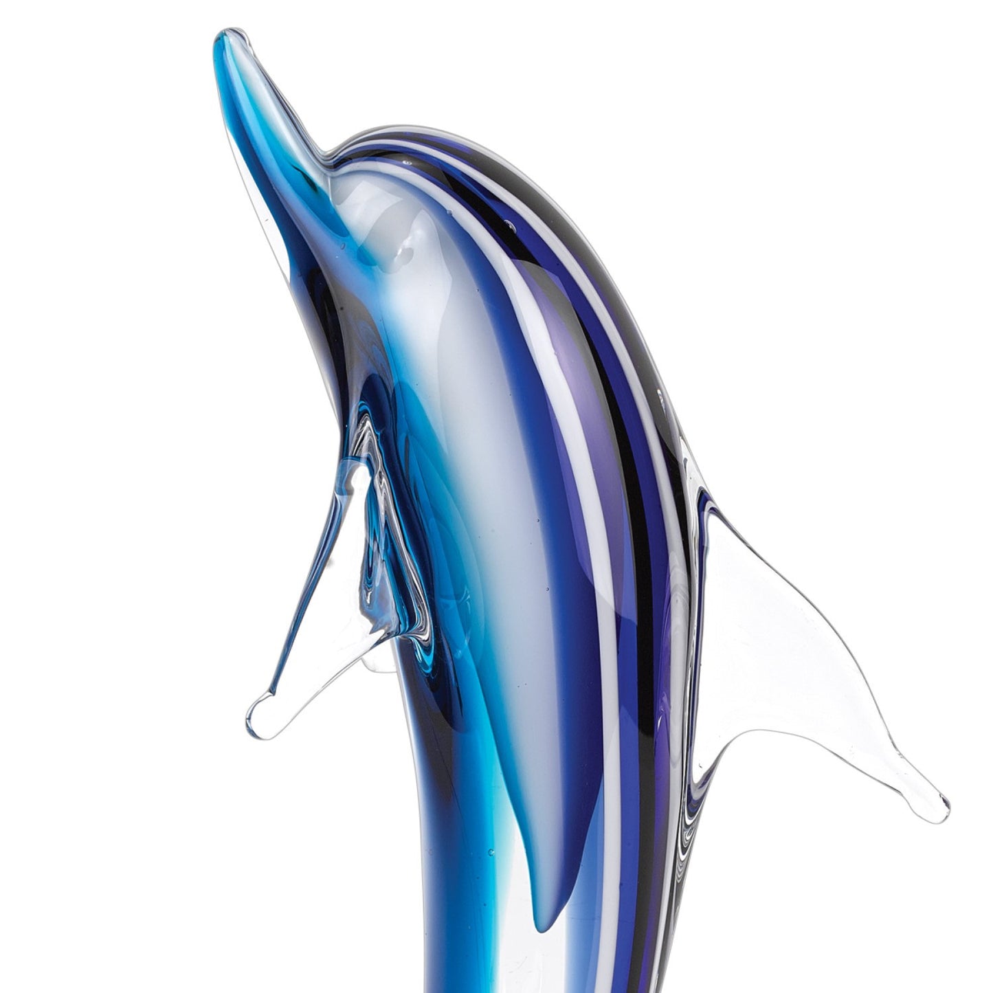 14" Blue Murano Glass Dolphin Figurine Tabletop Sculpture