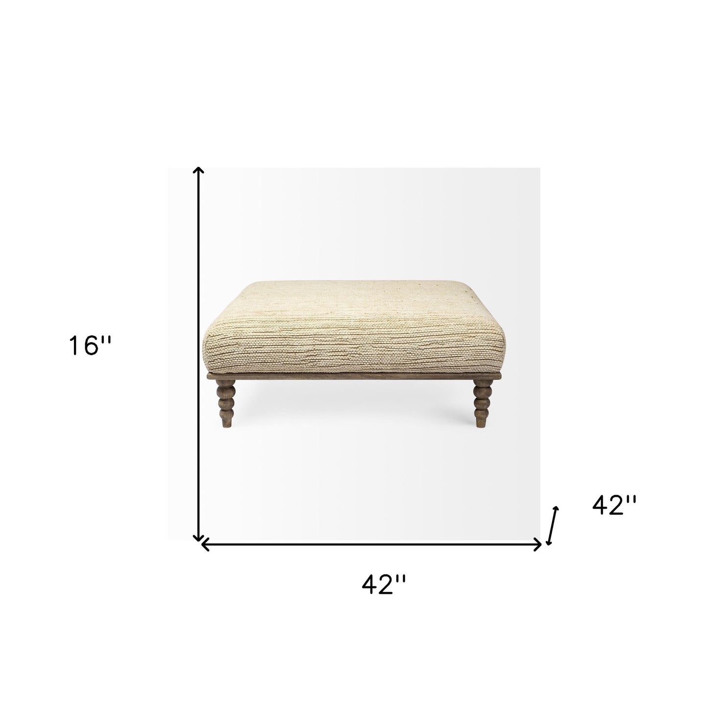 42" Cream And Brown Upholstered Cotton Blend Bench