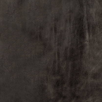 16" Black And Antiqued Brass Upholstered Genuine Leather Bench