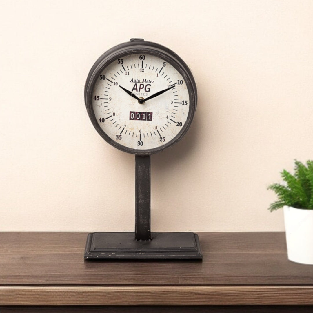 Rectangular Table Clock With Automobile Speedometer Style