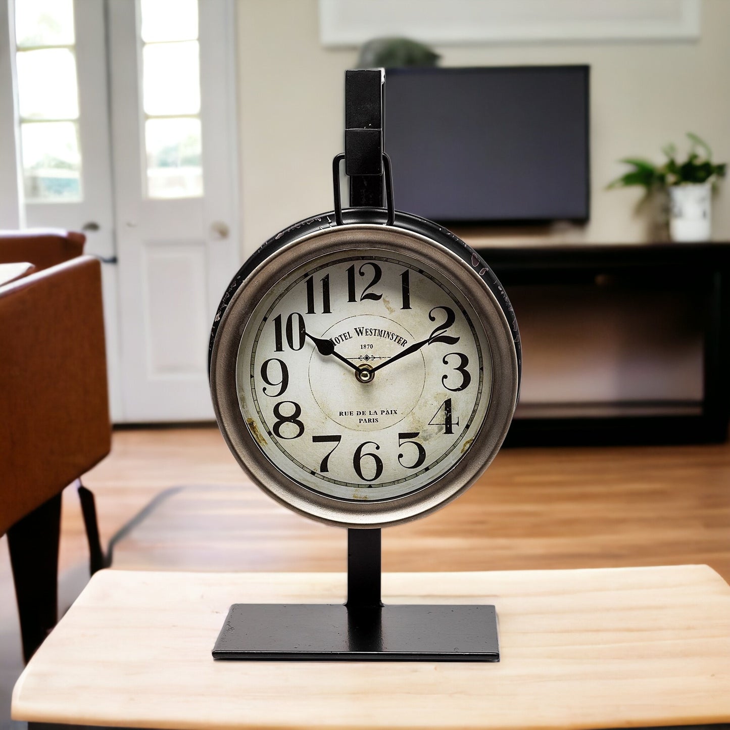 Metallic Brown Metal Hanging Desk Table Clock