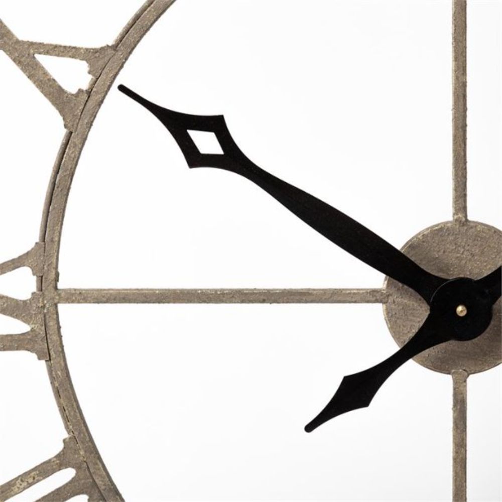 32" Circle Brown Metal Skeleton Wall Clock