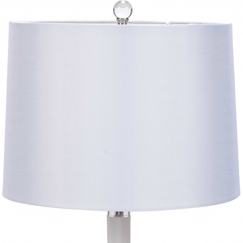 Set of Two 28" White Table Lamp With White Drum Shade