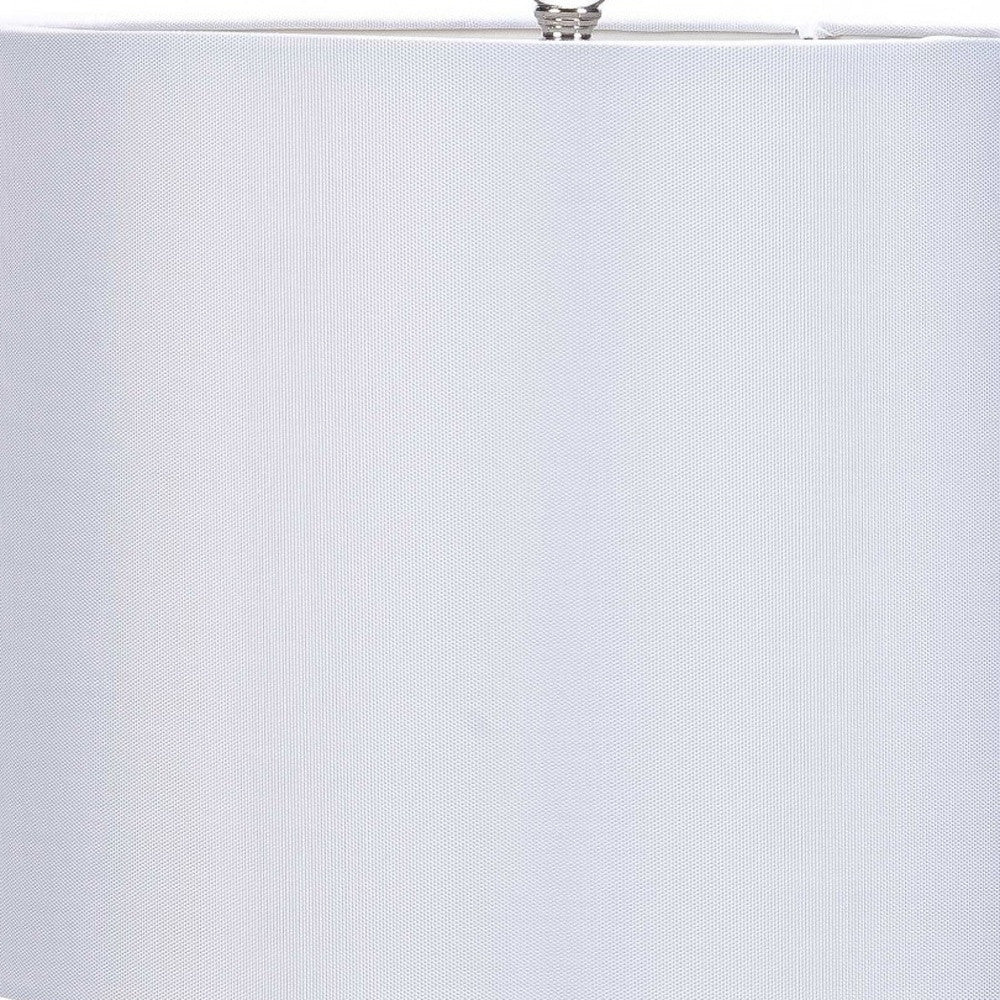 Set of Two 28" White Table Lamp With White Drum Shade