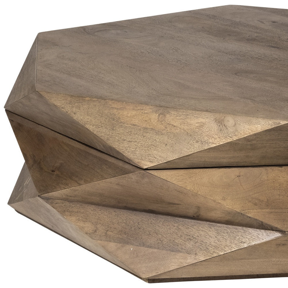 48" Brown Solid And Manufactured Wood Hexagon Coffee Table