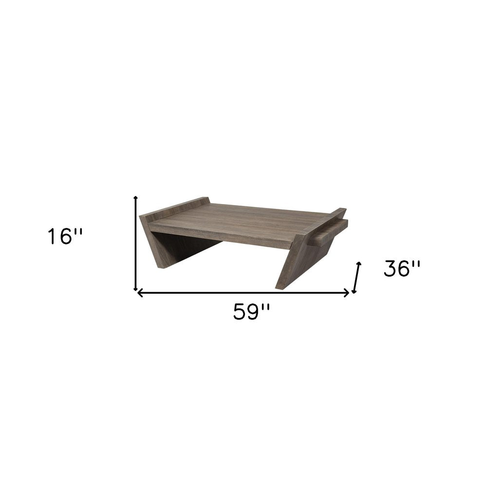 59" Brown Wood Coffee Table