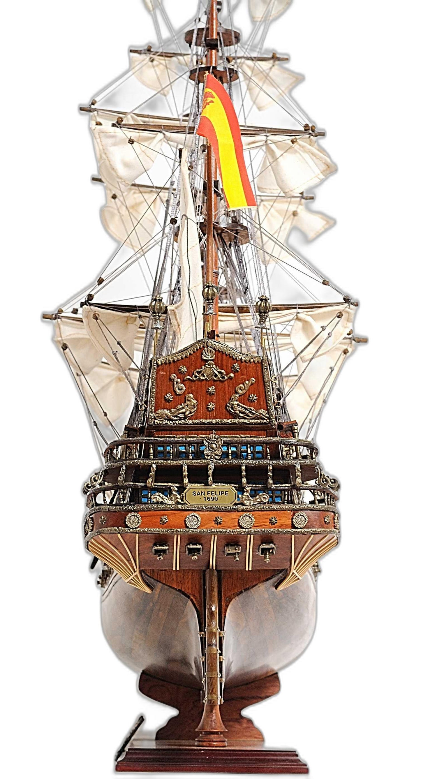 Sailboat Model With Chrome And Brass Fittings