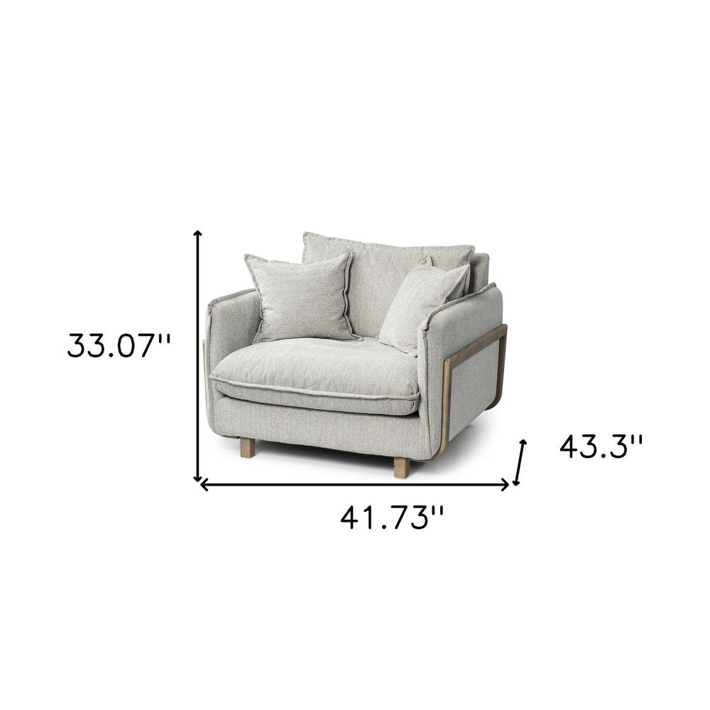 42" Gray and Brown Fabric Club Chair