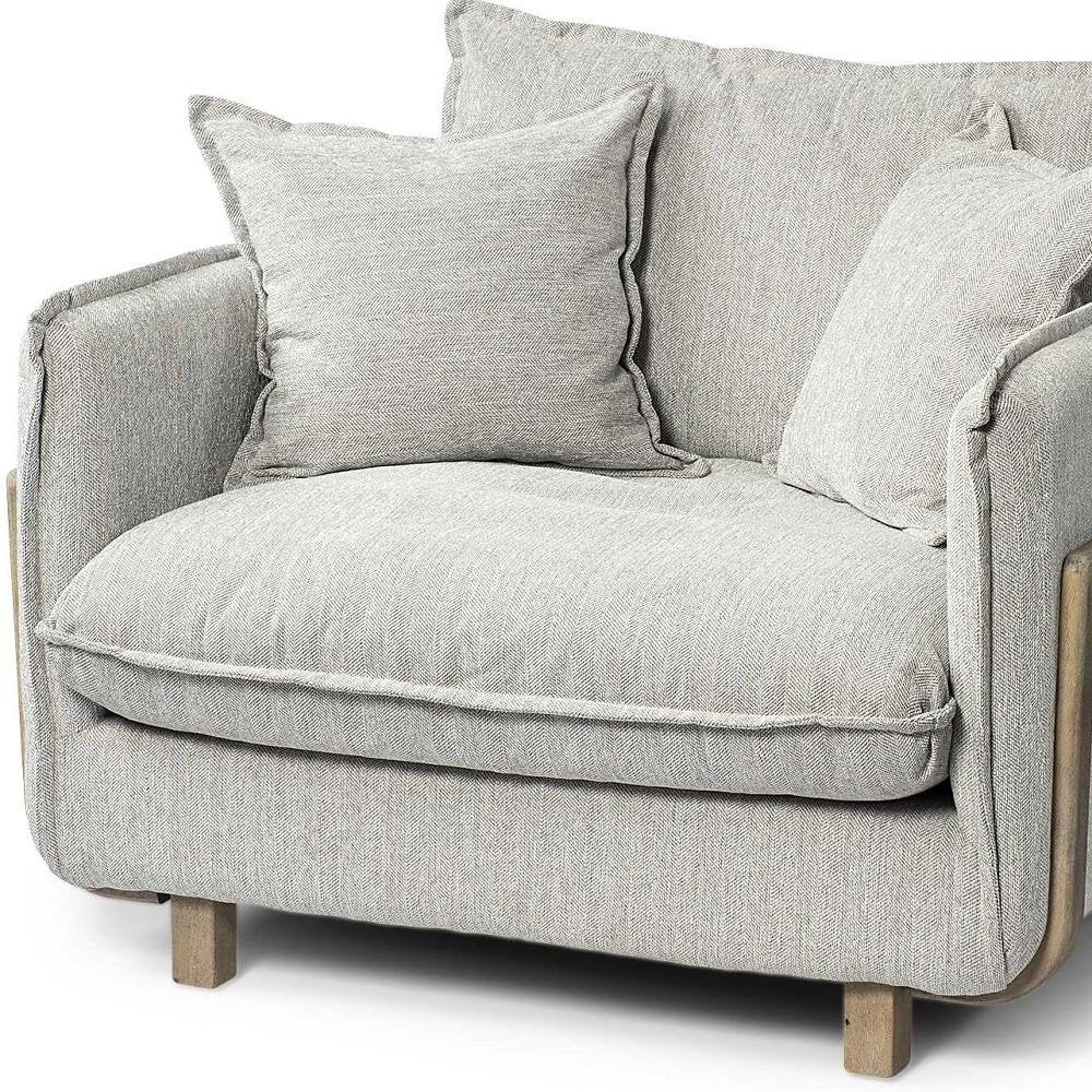 42" Gray and Brown Fabric Club Chair