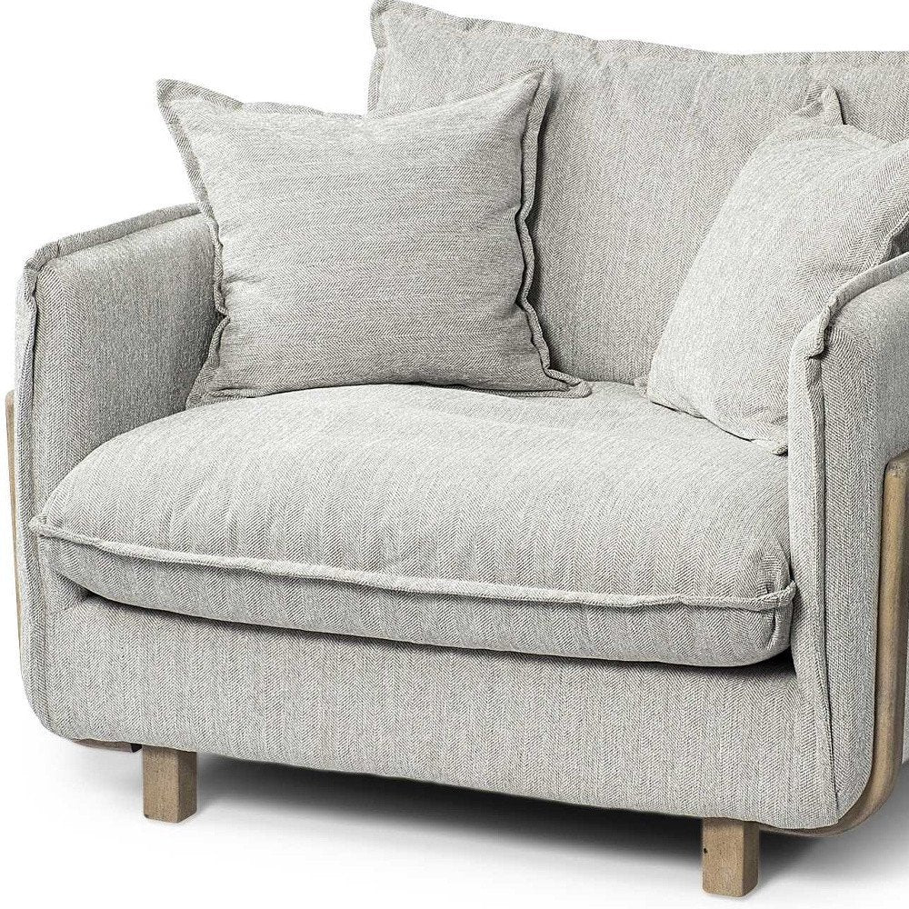 42" Gray and Brown Fabric Club Chair