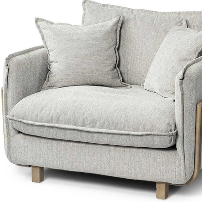 42" Gray and Brown Fabric Club Chair