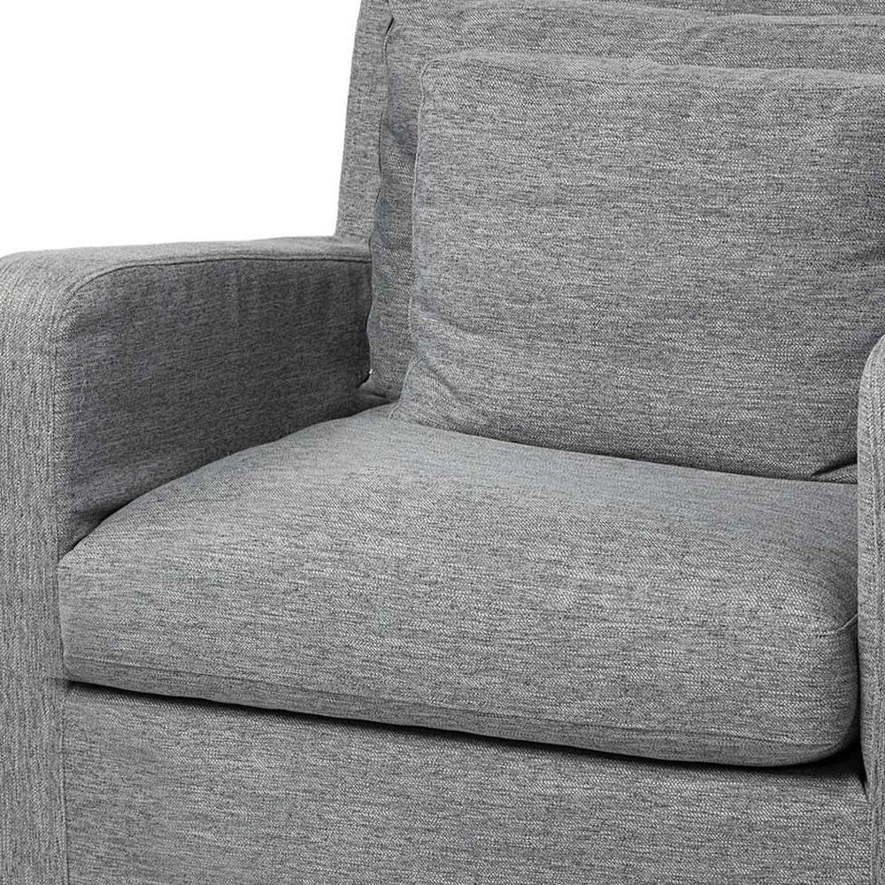 38" Gray and Brown Linen Arm Chair