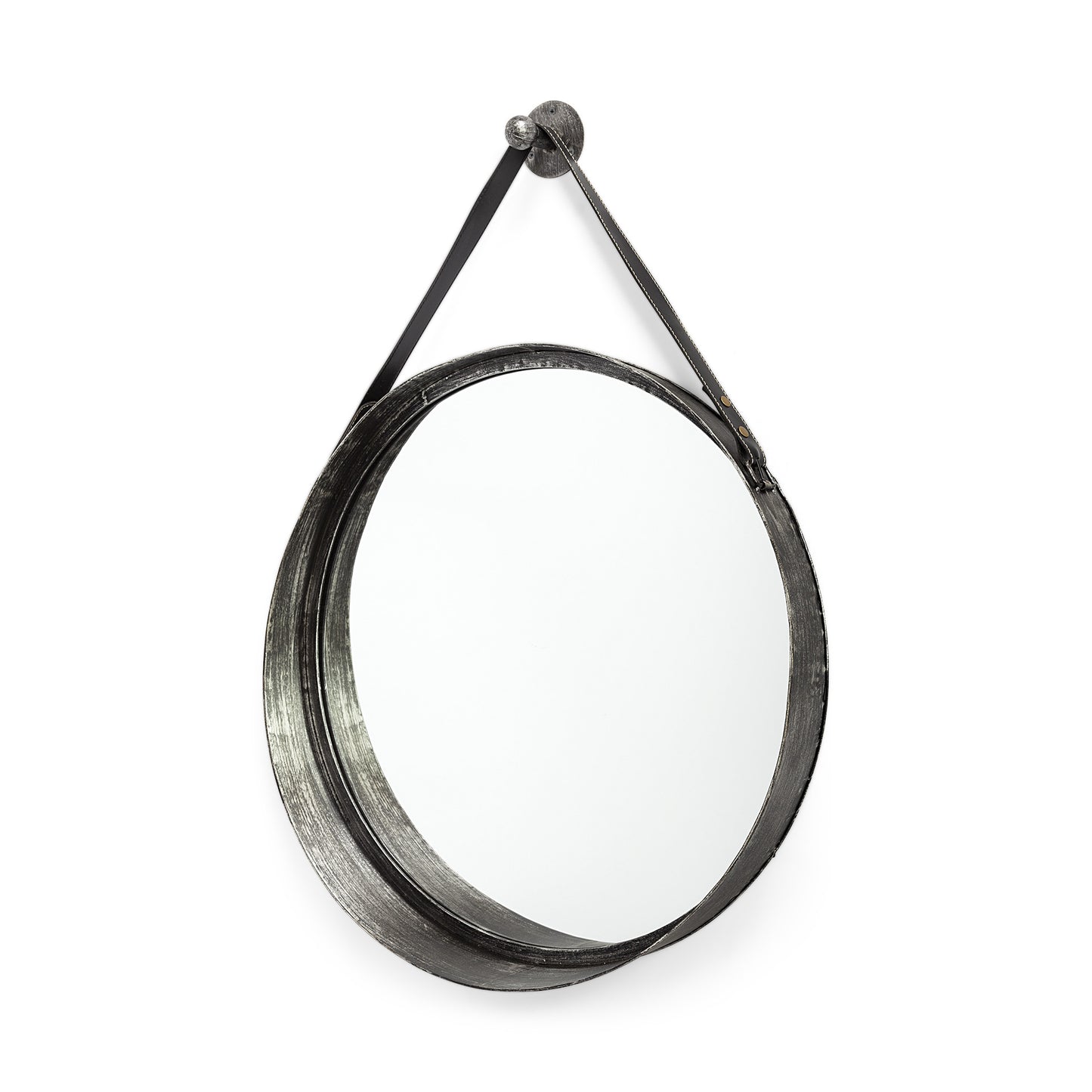 30" Black Round Metal Framed Accent Mirror