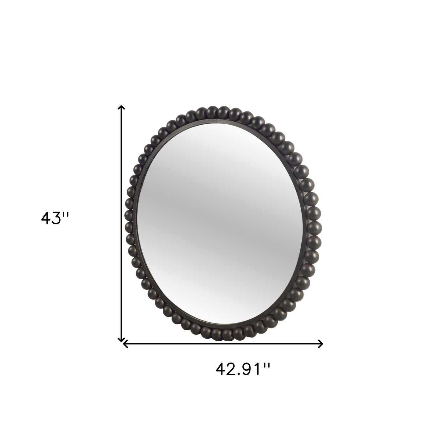 43" Round Black Metal Ball Frame Wall Mirror