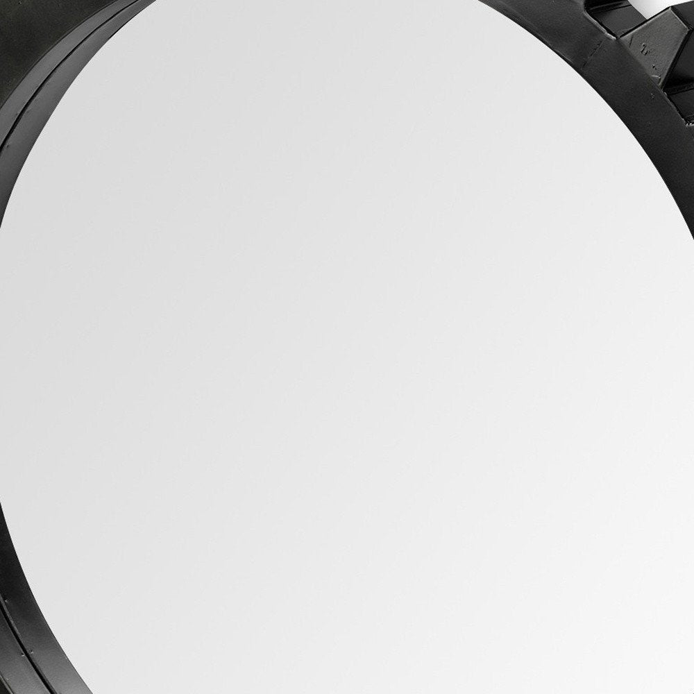 37" Round Black Metal Frame Wall Mirror