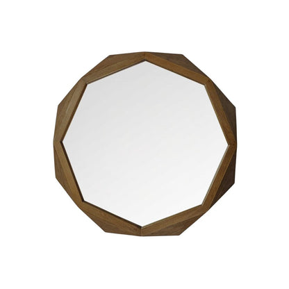 32" Brown Solid Wood Octagon Framed