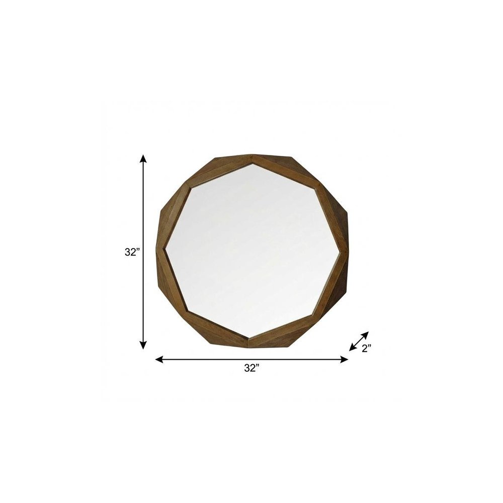 32" Brown Solid Wood Octagon Framed