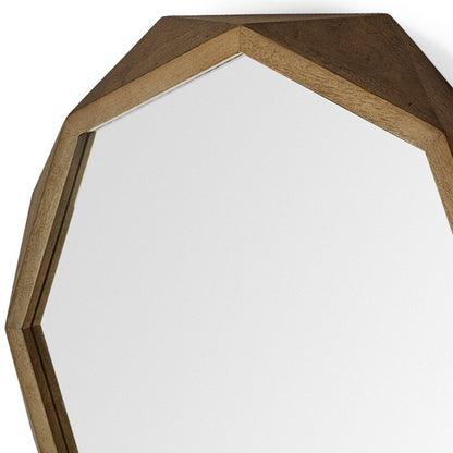 32" Brown Solid Wood Octagon Framed