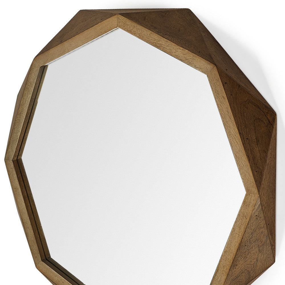 32" Octagon Wooden Frame Wall Mirror