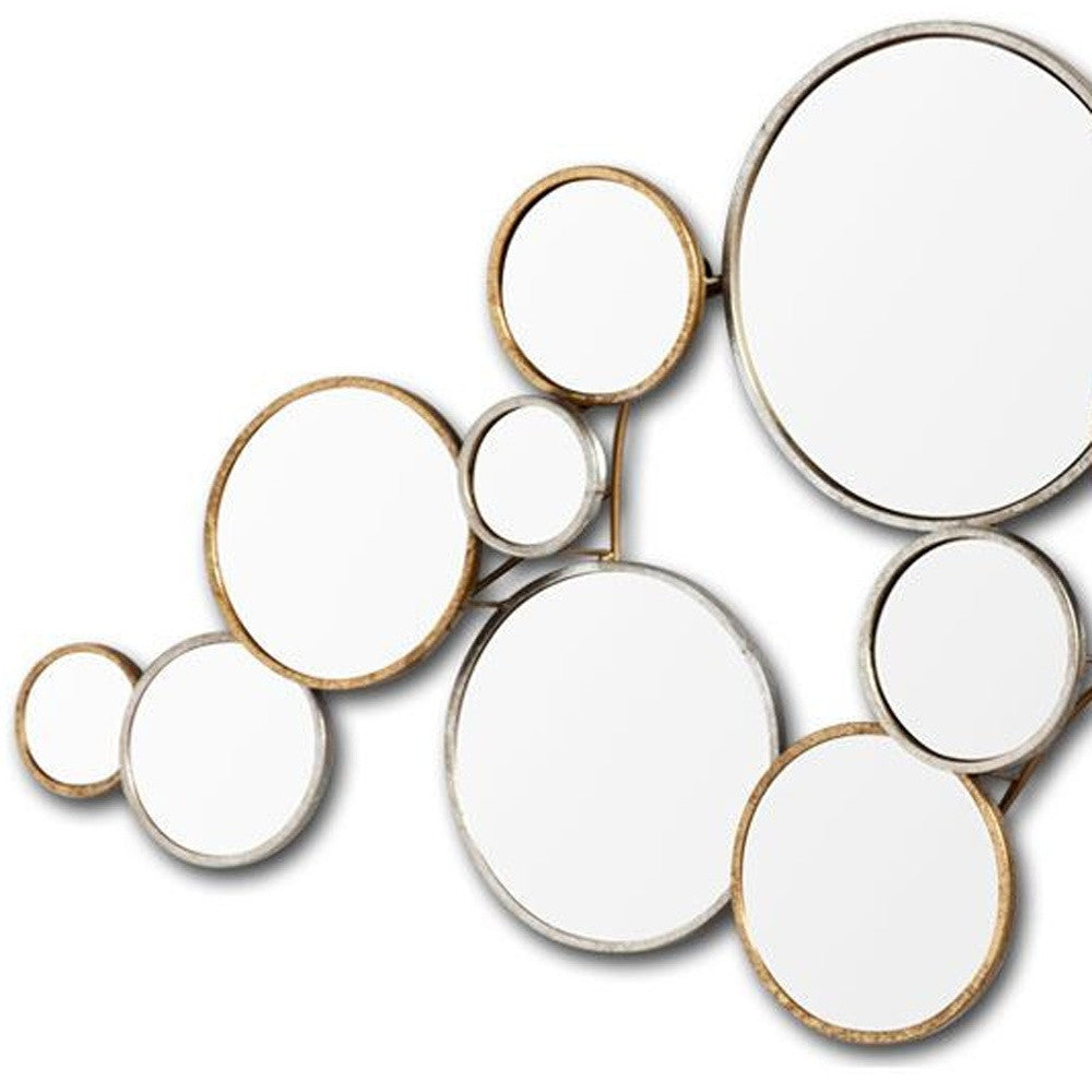 20" Gold and Silver Round Metal Framed Accent Mirror