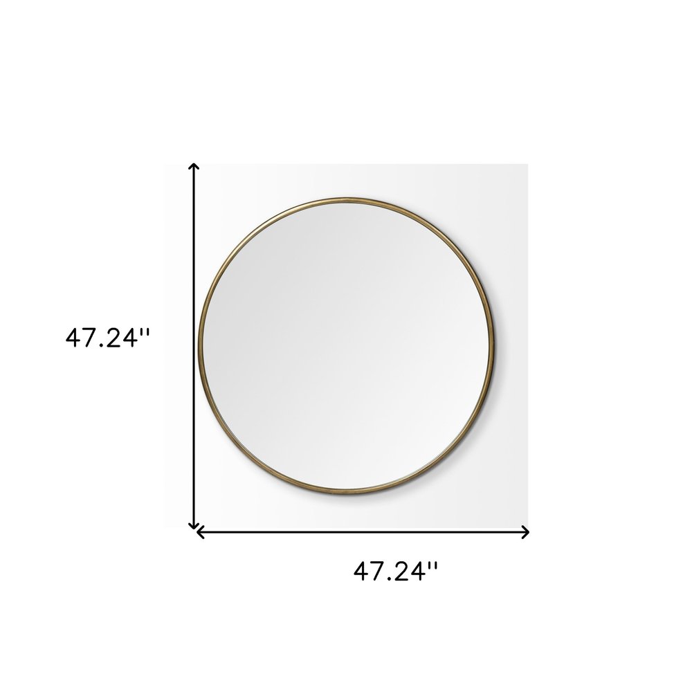 47" Gold Round Metal Framed Accent Mirror