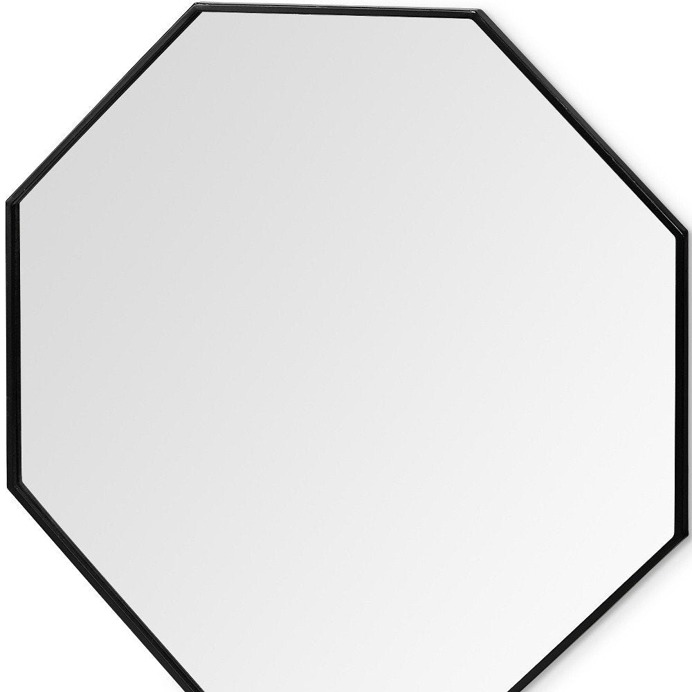 38" Black Octagon Metal Framed Bathroom Vanity Mirror