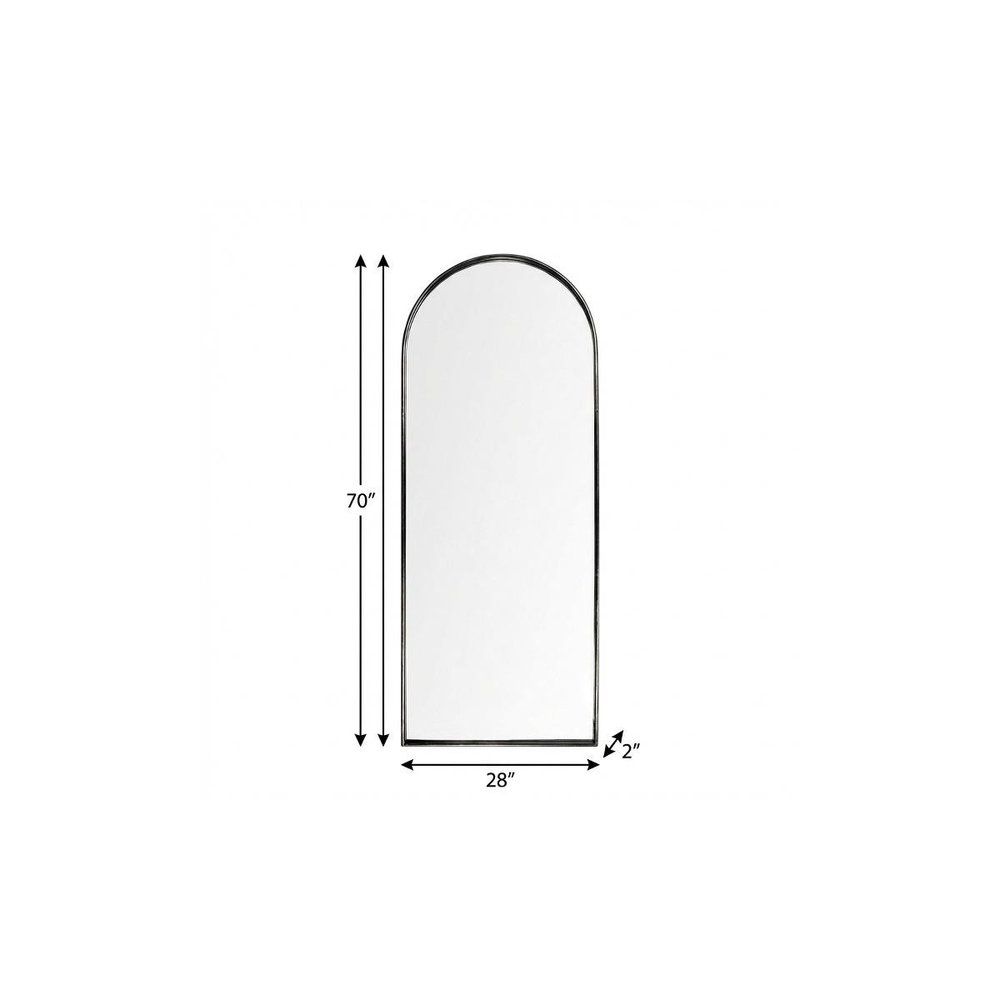 70" Black Metal Arch Framed Full Length Hanging Mirror